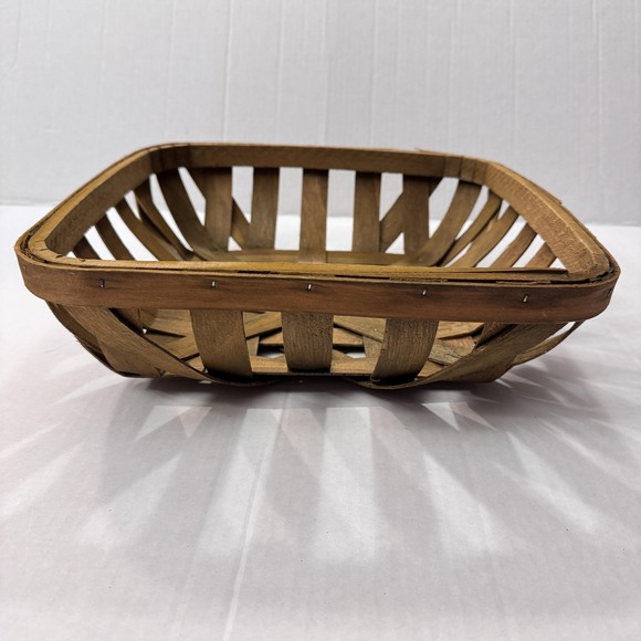 Woven Wood Tobacco Basket 12.5" Square Rustic Farmhouse Decor Primitive Tray NEW - Picture 6 of 8